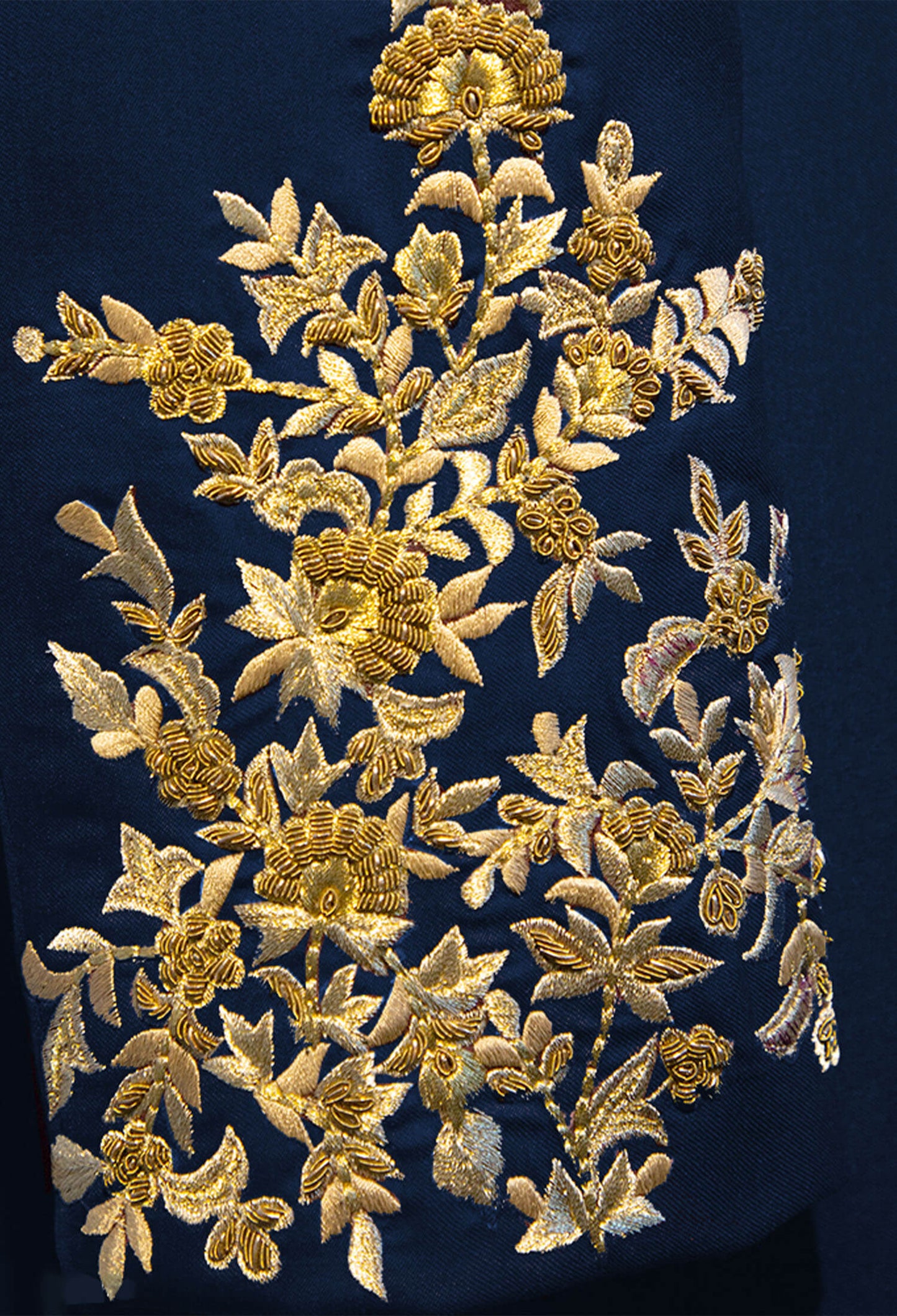 Blue Bandhgala with Floral Embroidery