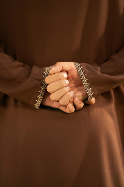 Brown Kurta with Collar Embroidered