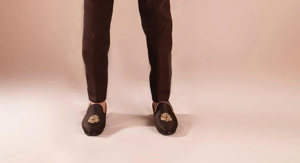 Brown Loafers with Hand Embroidery