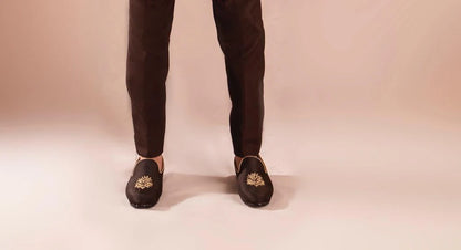 Brown Loafers with Hand Embroidery