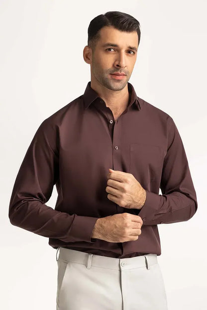 Brown Solid Casual Shirt