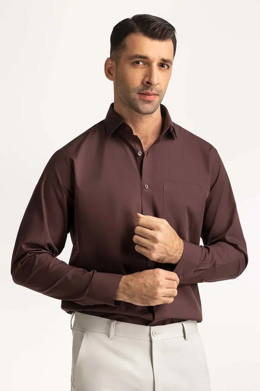 Brown Solid Casual Shirt