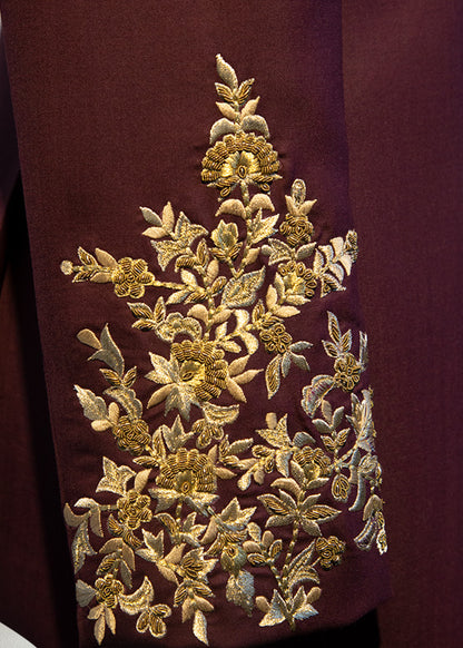 Royal Burgundy Embroidered Bandhgala Jodhpuri for Men | Designer Wedding & Reception Wear