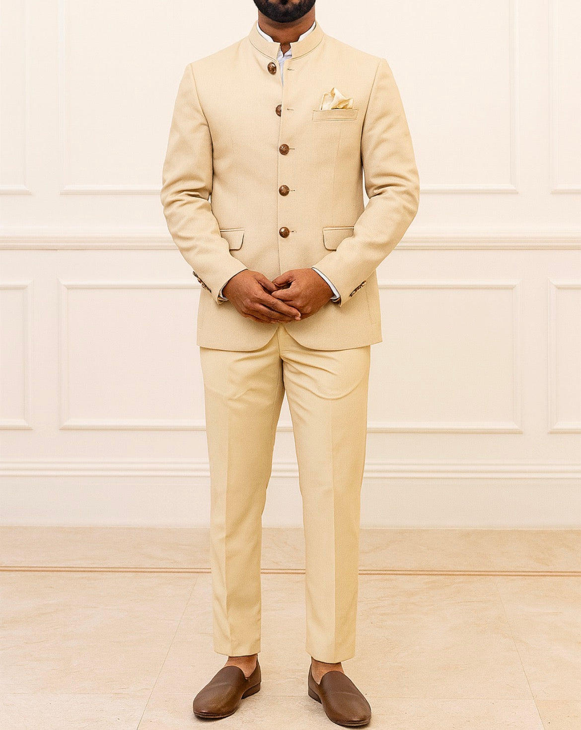 Premium Cream Classic Bandhgala Suit for Men | Wedding & Reception Outfit | Elegant Festive Wear