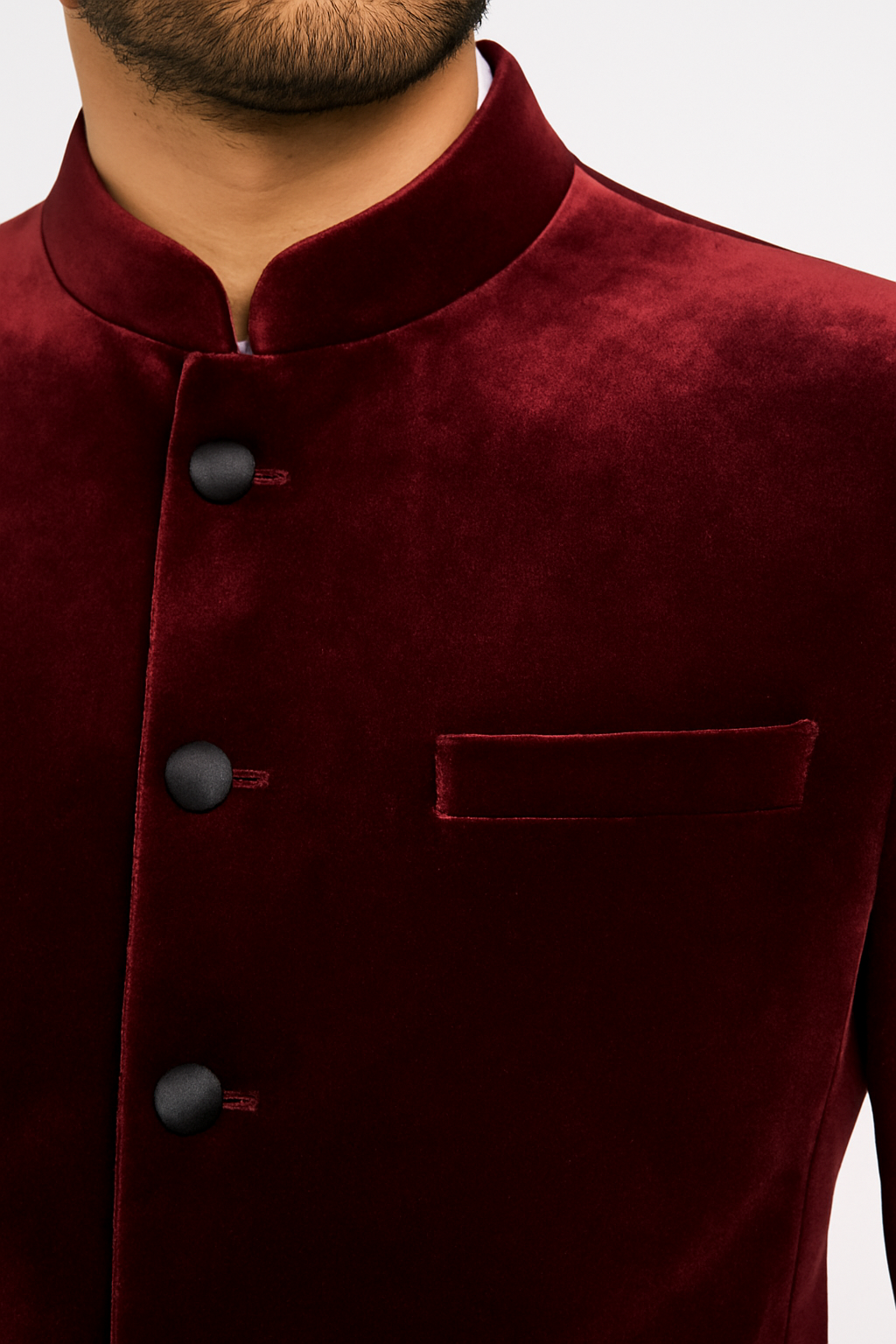 Maroon Velvet Bandhgala Jacket