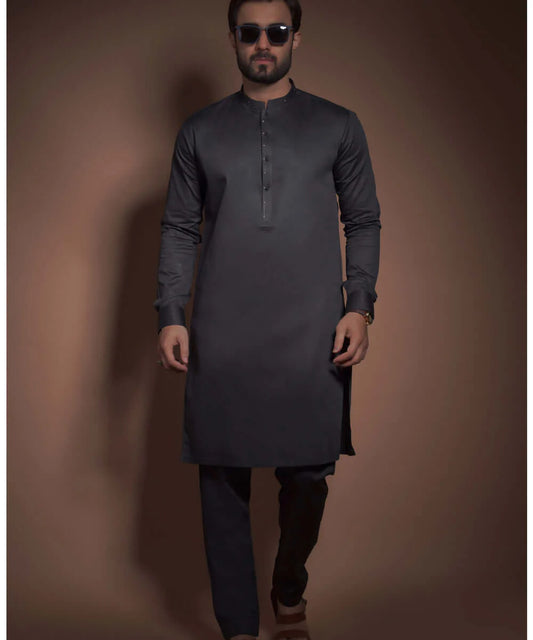 Charcoal Satin Kurta