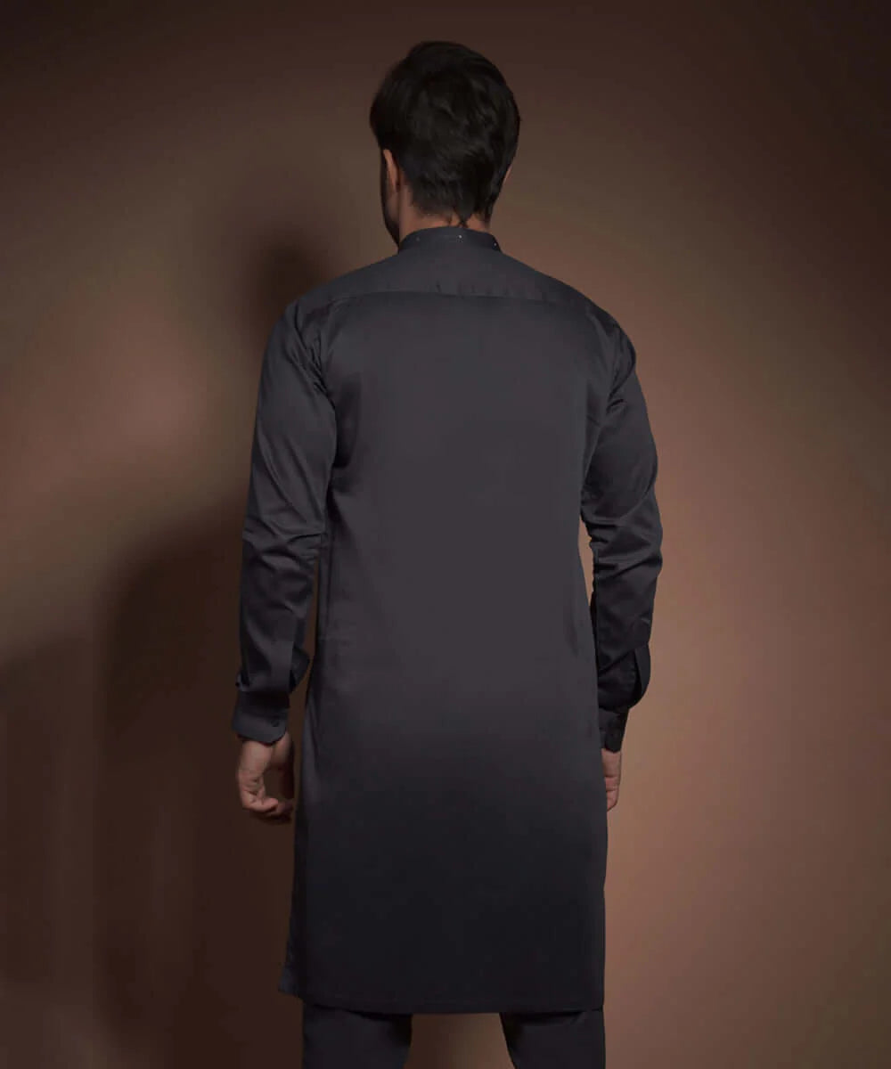 Charcoal Satin Kurta