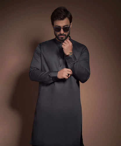 Charcoal Satin Kurta