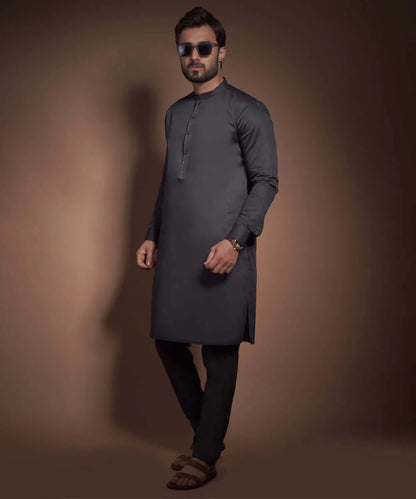Charcoal Satin Kurta