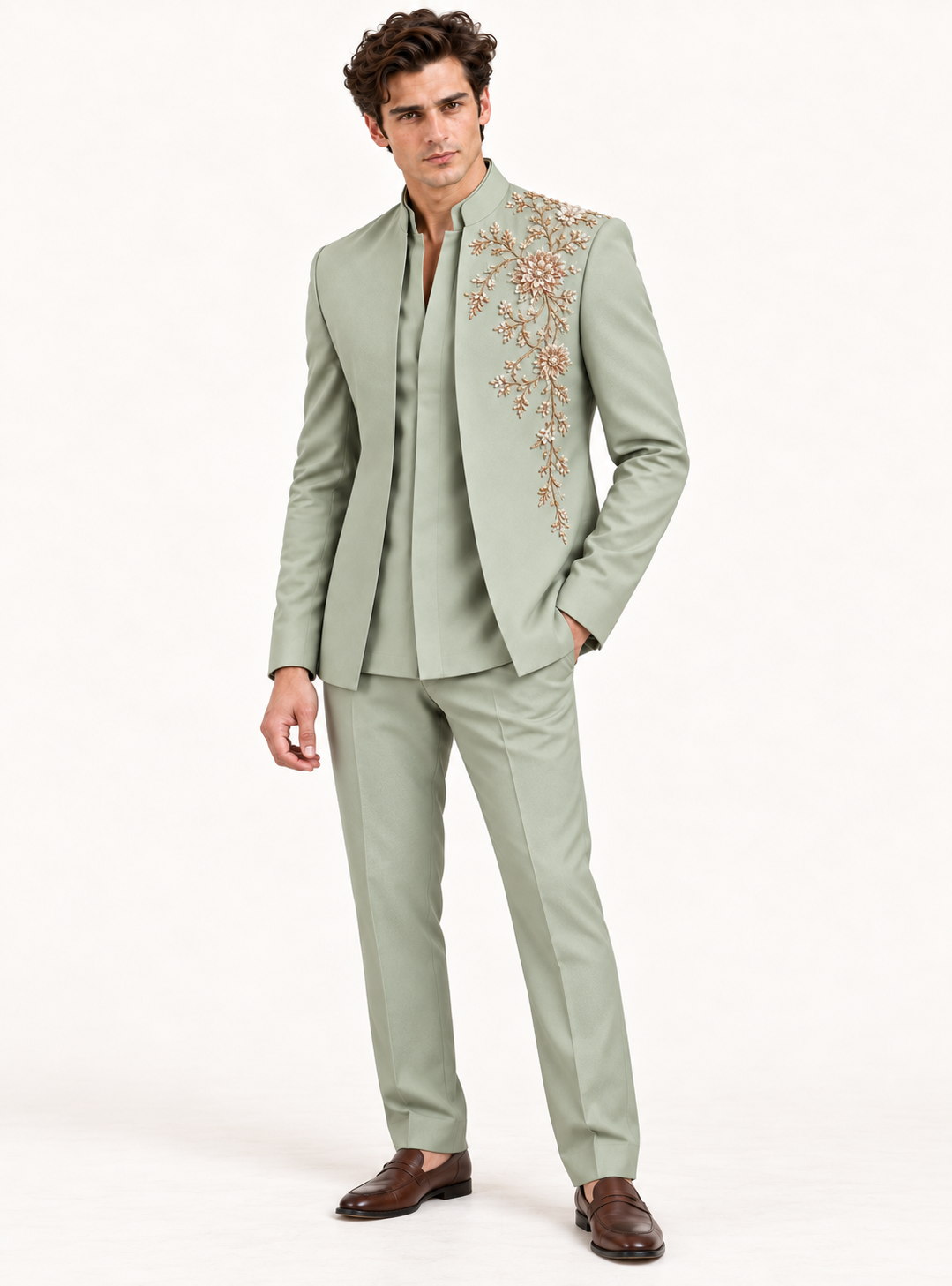 Pista Green Indo Western for Men | Premium Festive & Wedding Wear
