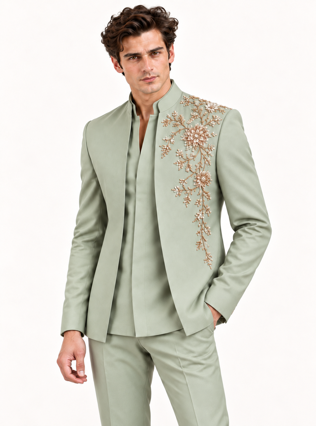 Pista Green Indo Western for Men | Premium Festive & Wedding Wear