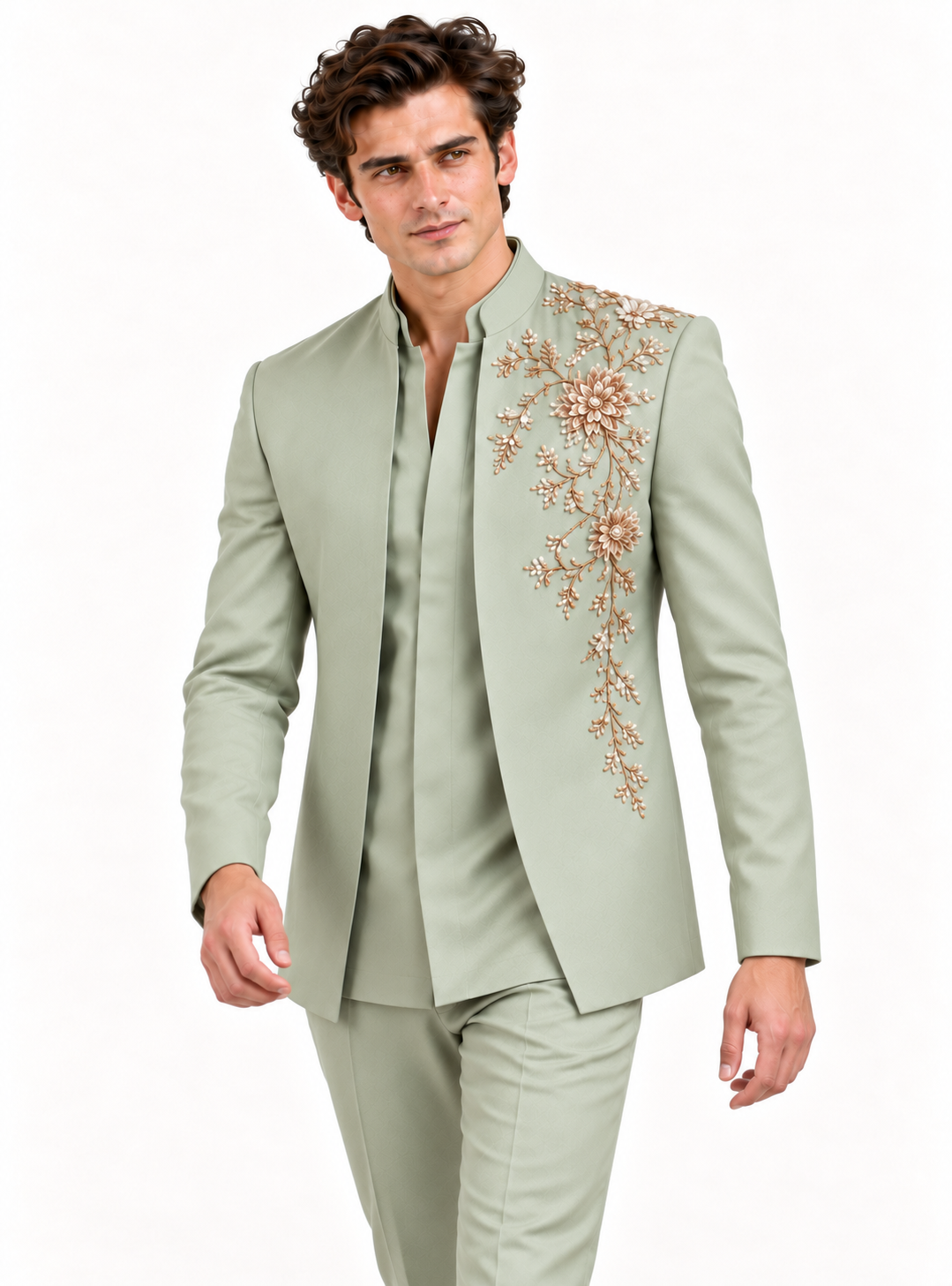 Pista Green Indo Western for Men | Premium Festive & Wedding Wear