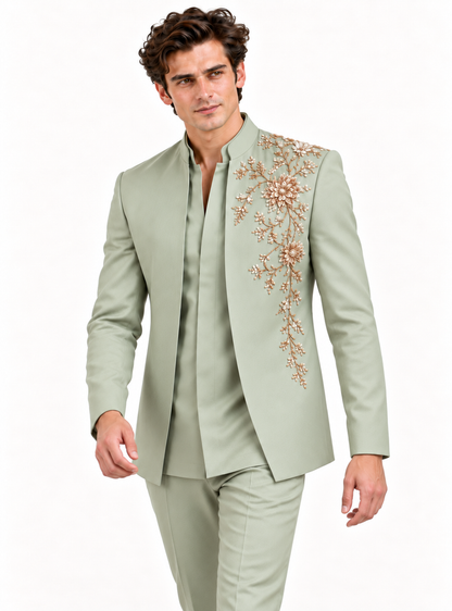 Pista Green Indo Western for Men | Premium Festive & Wedding Wear