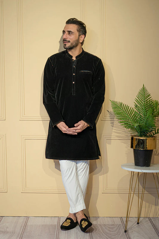 Classic Black Velvet Kurta