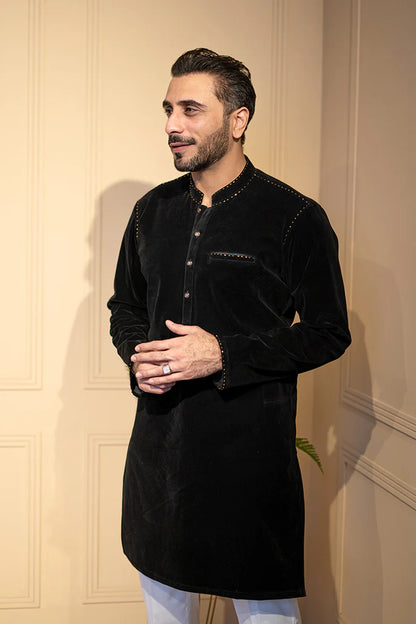 Classic Black Velvet Kurta