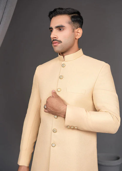 Classic Skin Gold Sherwani with Gold Buttons
