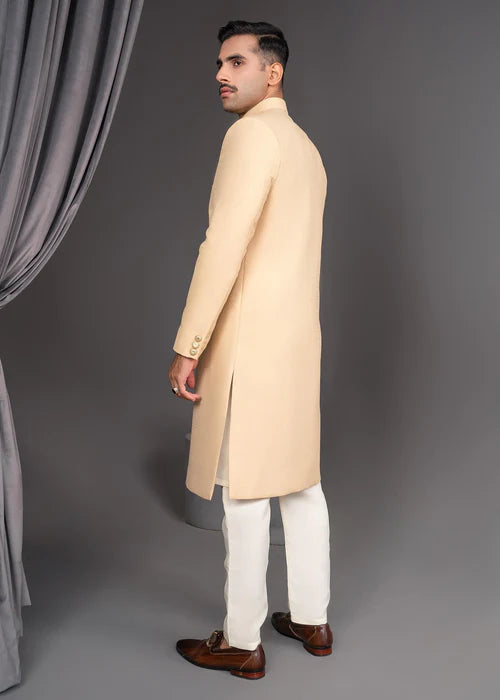 Classic Skin Gold Sherwani with Gold Buttons