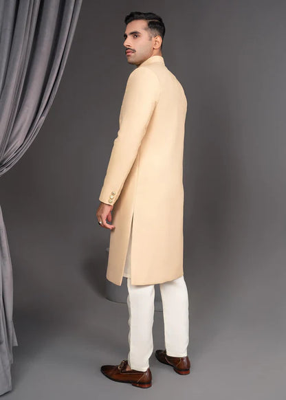 Classic Skin Gold Sherwani with Gold Buttons