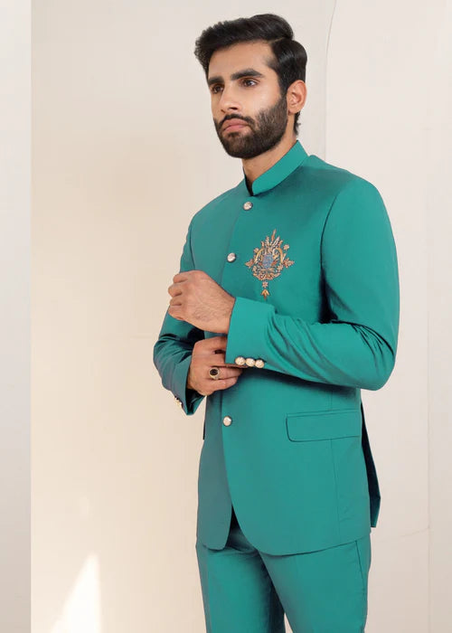 Classic Turquoise Traditional Bandhgala