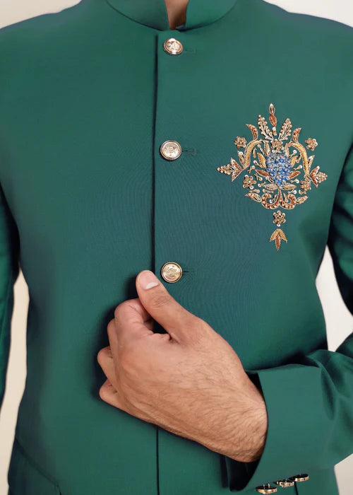 Classic Turquoise Traditional Bandhgala
