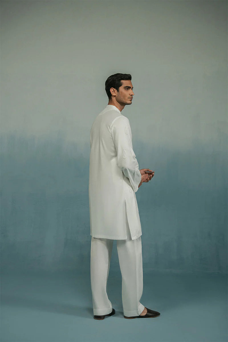 Classic White Hand Embroidered Kurta