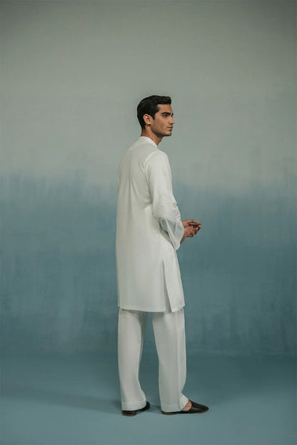 Classic White Hand Embroidered Kurta