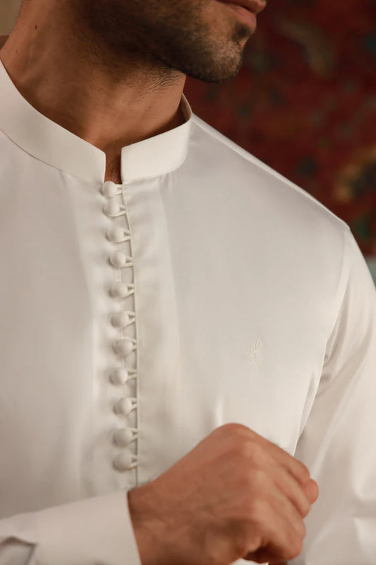 Classic White Satin Kurta