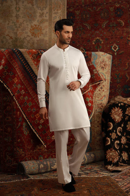 Classic White Satin Kurta