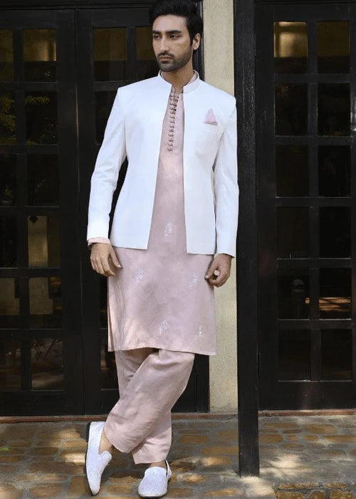 Classic White Front Open Bandhgala