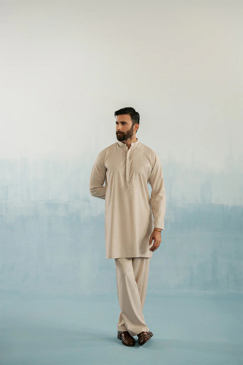 Cream Kurta with Hand Embroidery