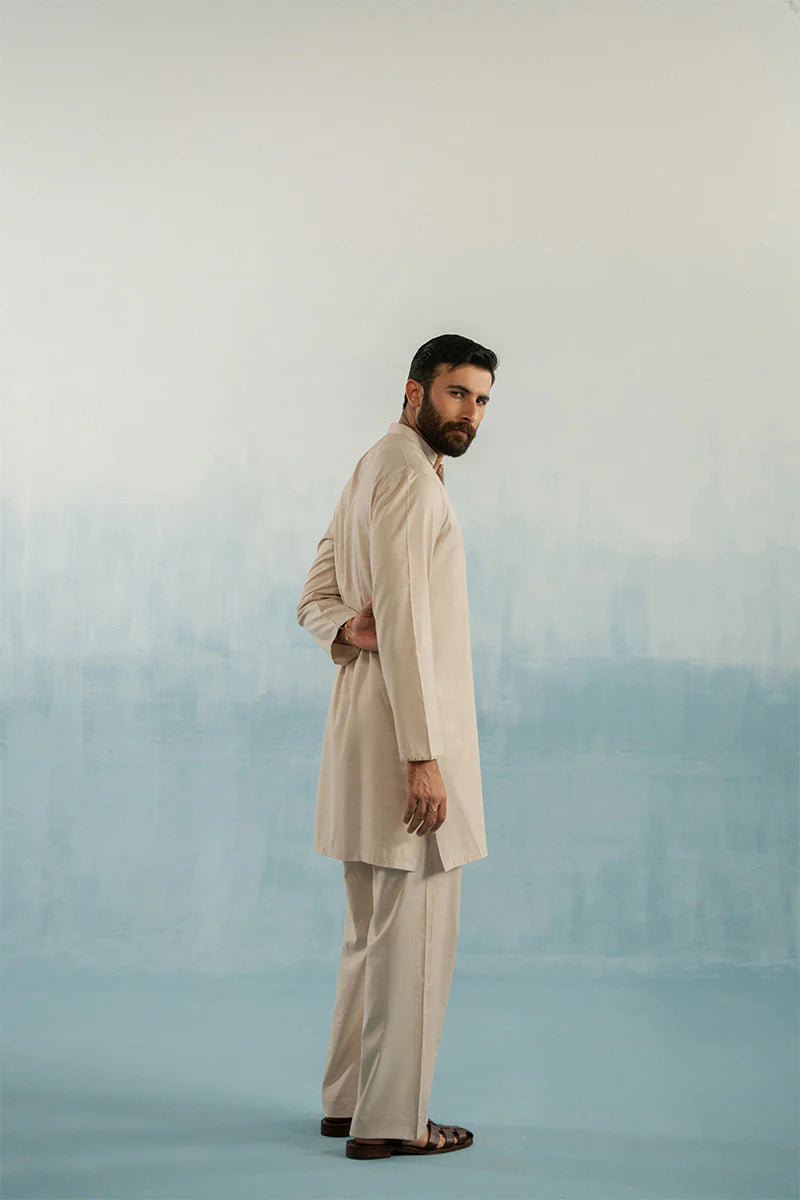 Cream Kurta with Hand Embroidery