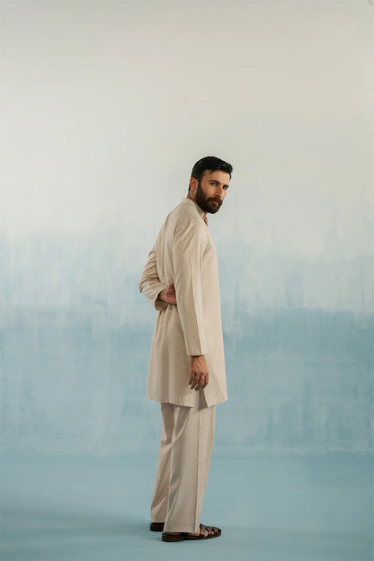 Cream Kurta with Hand Embroidery
