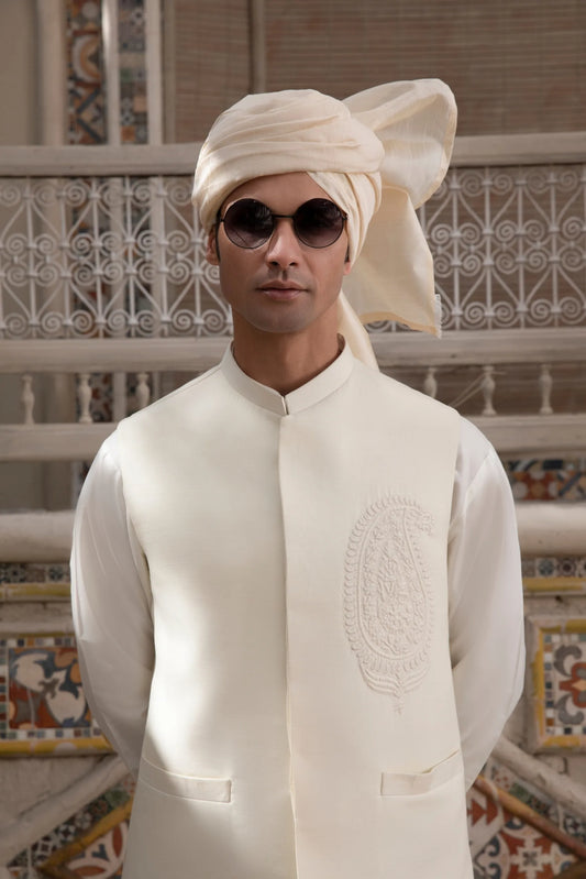 Off White Bundi with Thread Embroidery