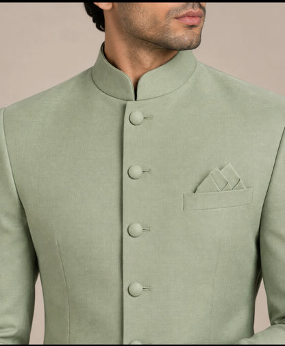 Pista Green Bandhgala for Men – Premium Wedding & Festive Wear