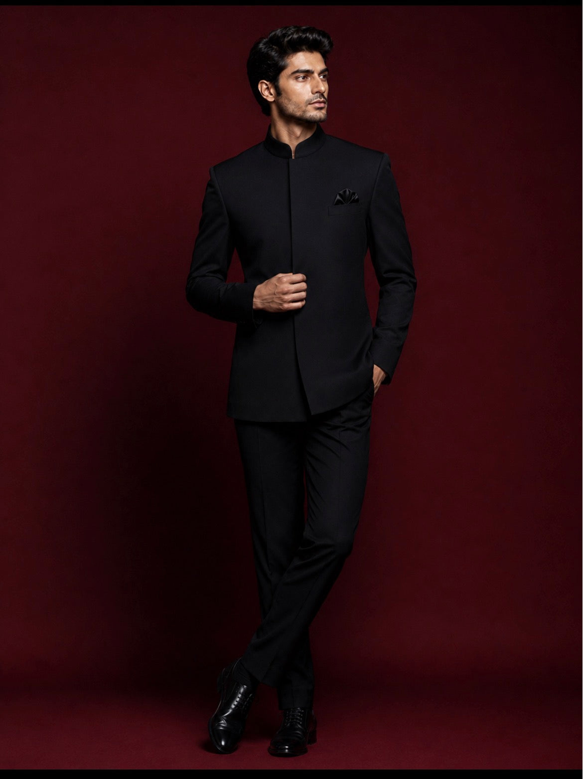 Black Bandhgala Jacket for Men | Premium Buttonless Designer Bandhgala
