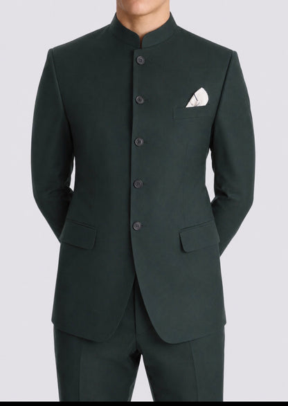 Emerald Green Bandhgala Suit for Men – Premium Tailored Wedding & Reception Outfit