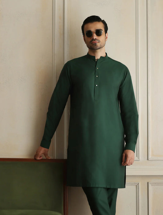 Green Classic Solid Kurta