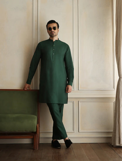 Green Classic Solid Kurta