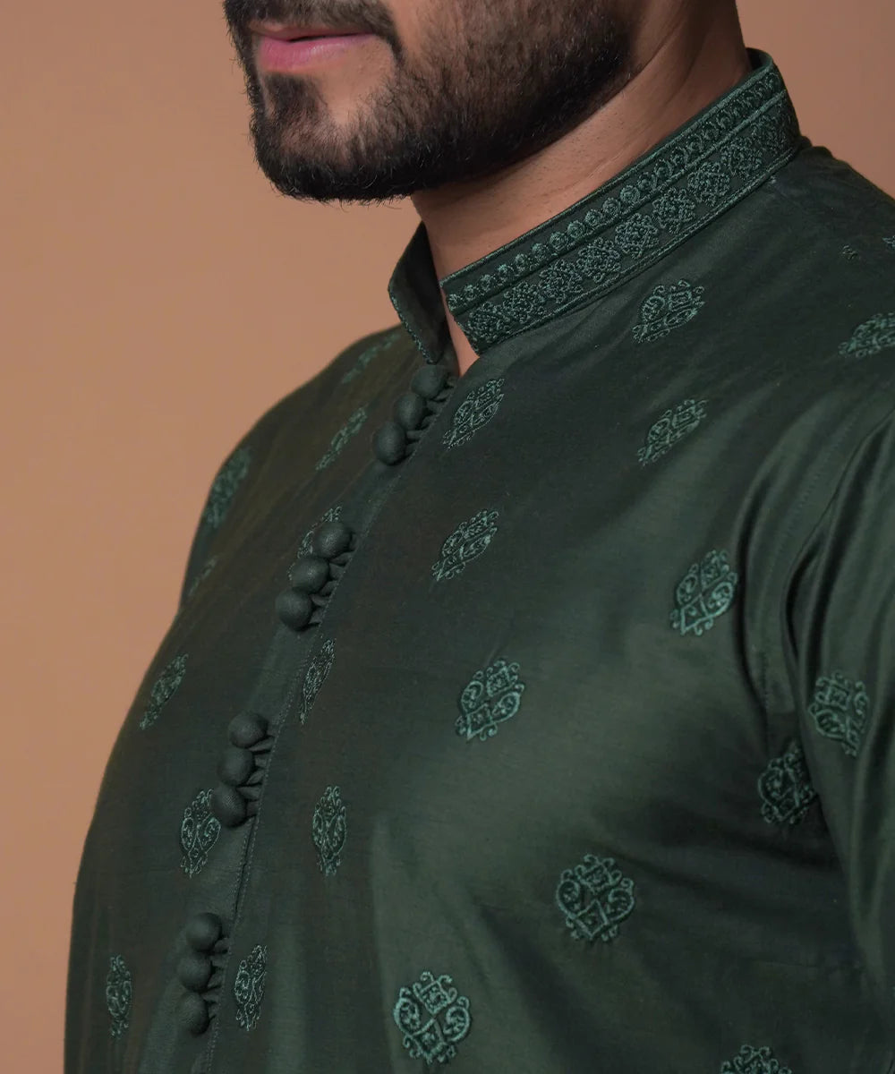 Emerald Green All Over Embroidered Kurta