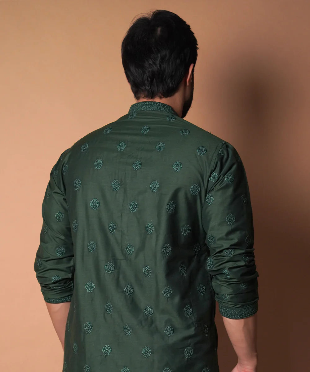 Emerald Green All Over Embroidered Kurta