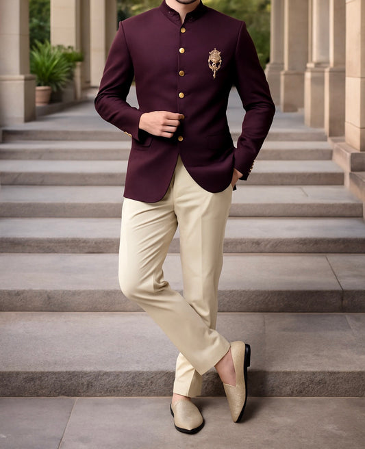 Premium Maroon Bandhgala for Men | Royal Wedding & Festive Wear