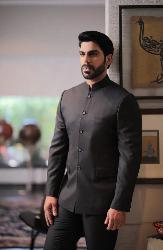 Premium Grey Bandhgala Jacket for Men – Wedding, Reception & Festive Wear