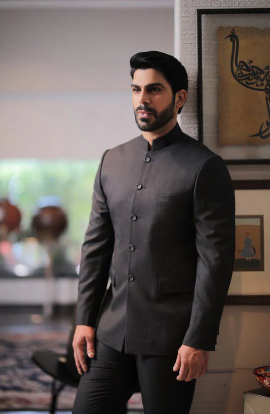 Premium Grey Bandhgala Jacket for Men – Wedding, Reception & Festive Wear
