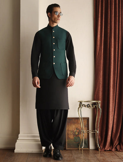 Green Bundi with Gold Buttons