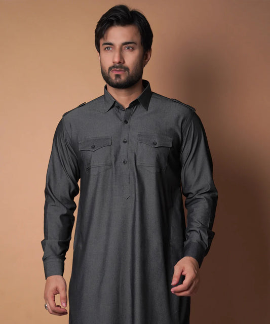 Grey Cotton Kurta