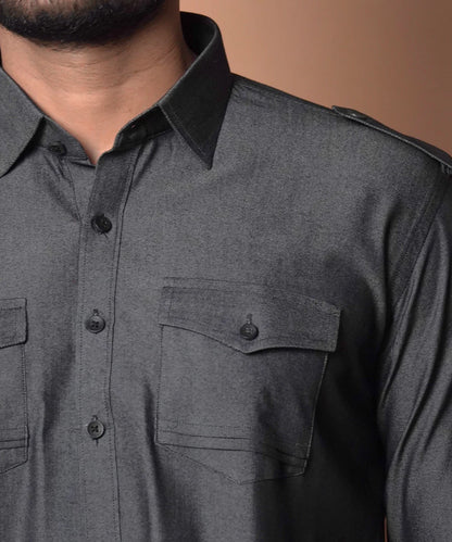 Grey Cotton Kurta