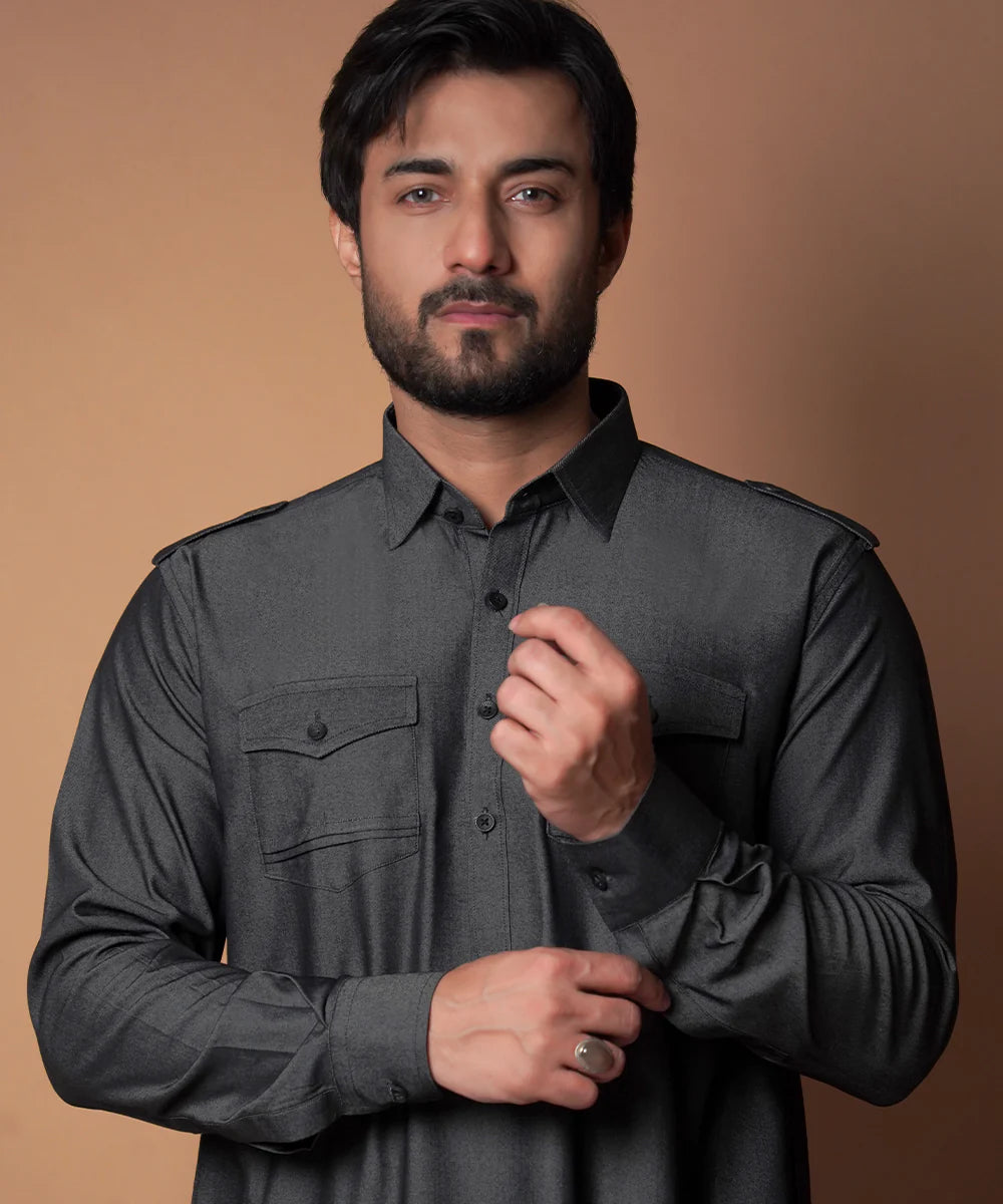 Grey Cotton Kurta