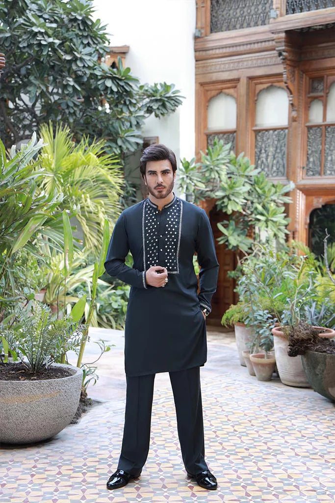 Grey Kurta with Hand Embroidery