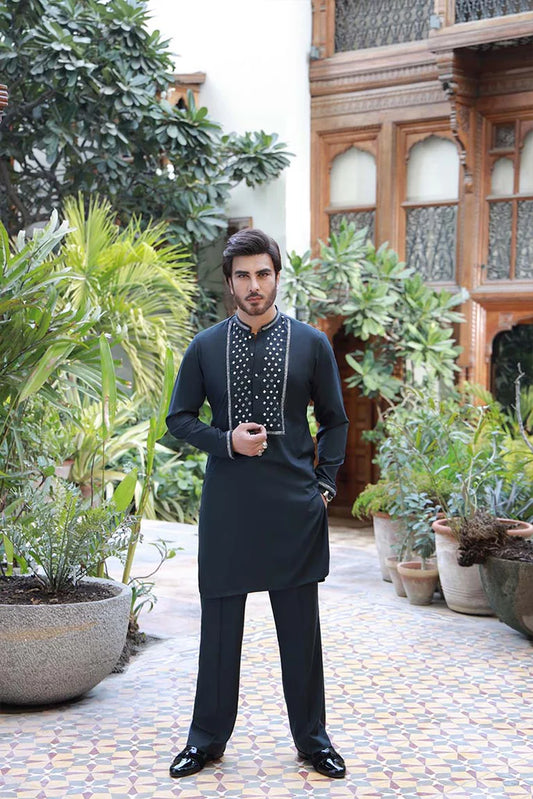 Grey Kurta with Hand Embroidery
