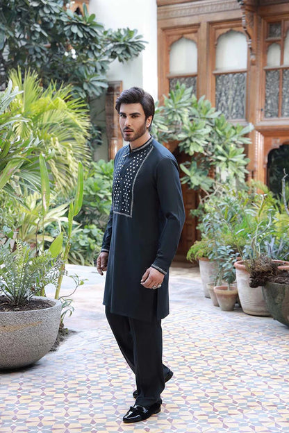 Grey Kurta with Hand Embroidery